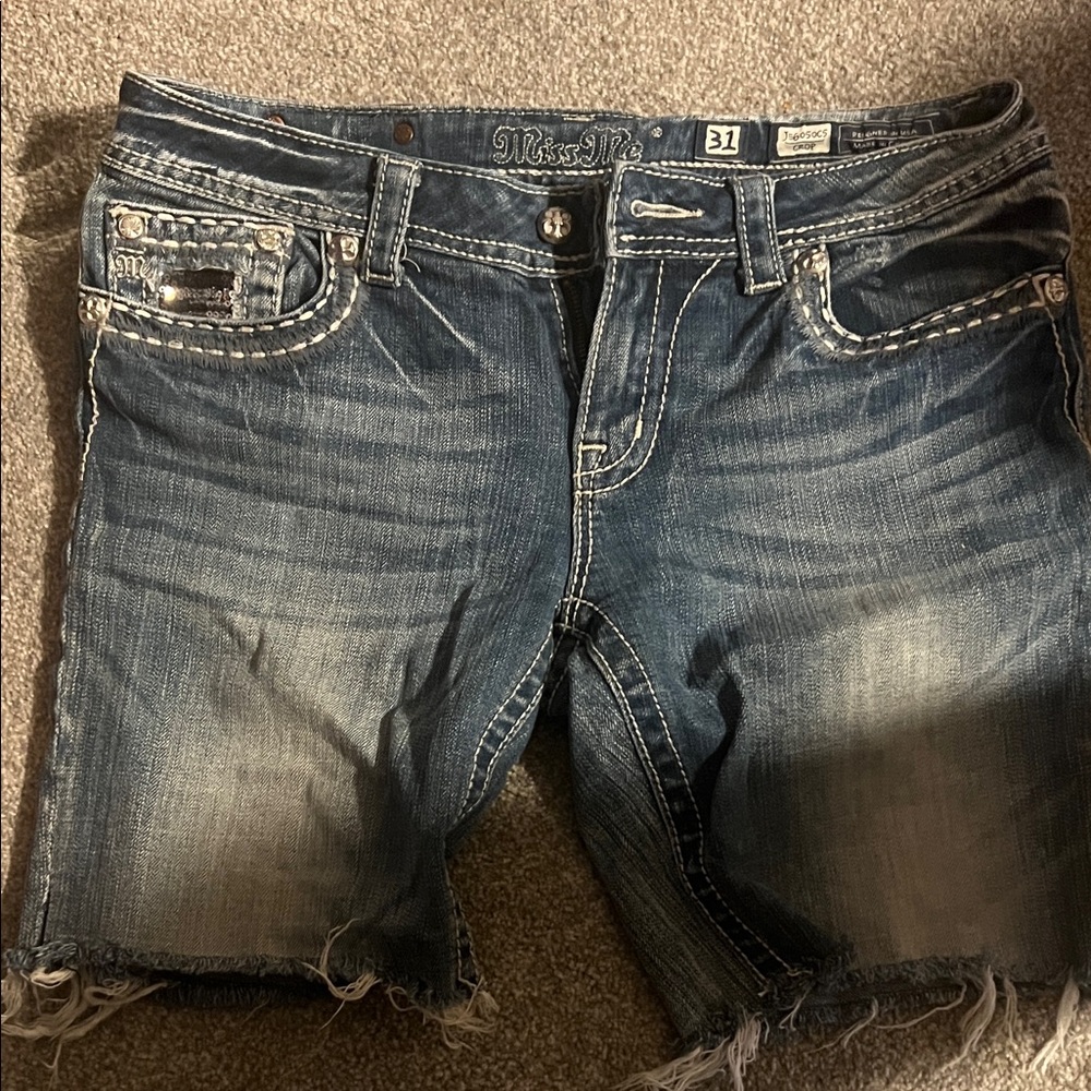 Miss Me Blue Denim Cutoff Shorts